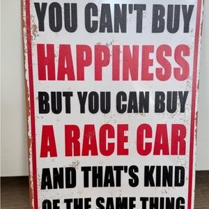 Vintage-Style 'You Can't Buy Happiness' Wall Sign - Red & Black